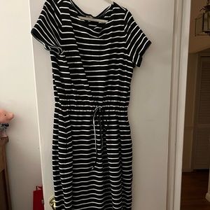 Talbots black stripe dress.
